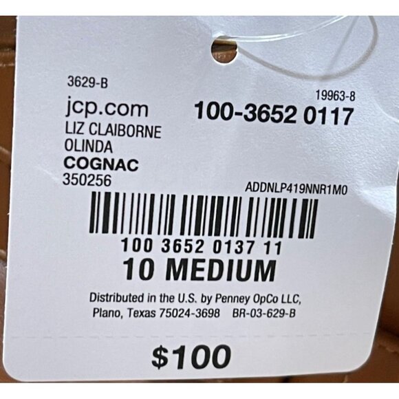 Liz Claiborne Size 10 M Olinda Cognac Faux Leather Block Heel Ankle Boots - Picture 8 of 10